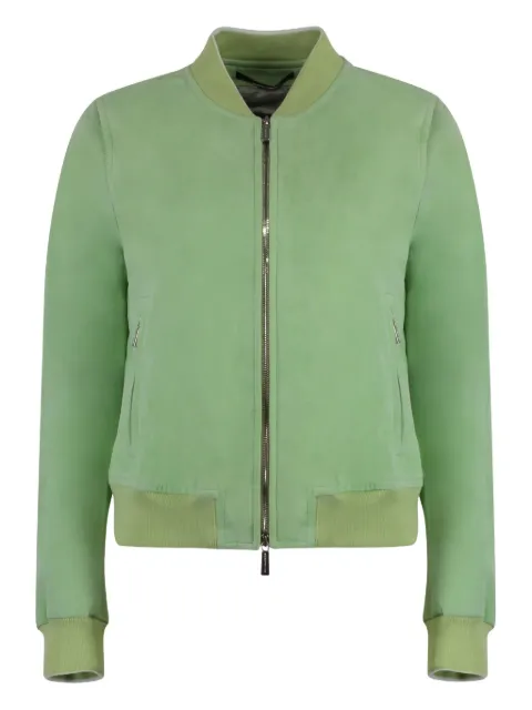 Moorer double-zip suede bomber jacket
