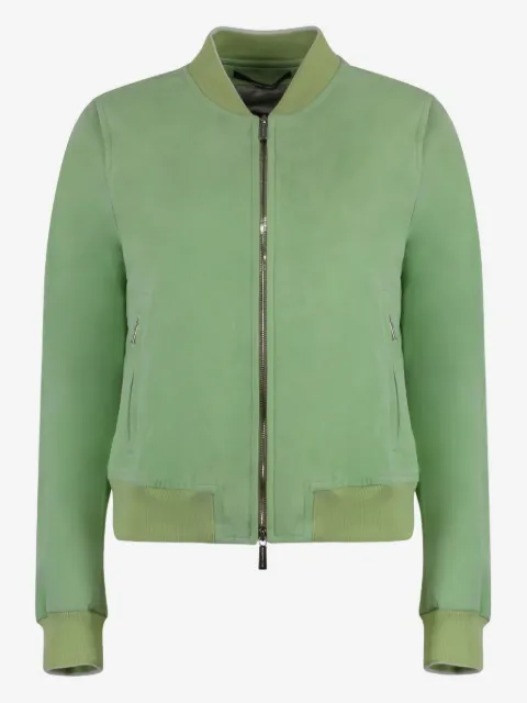 Moorer double-zip suede bomber jacket
