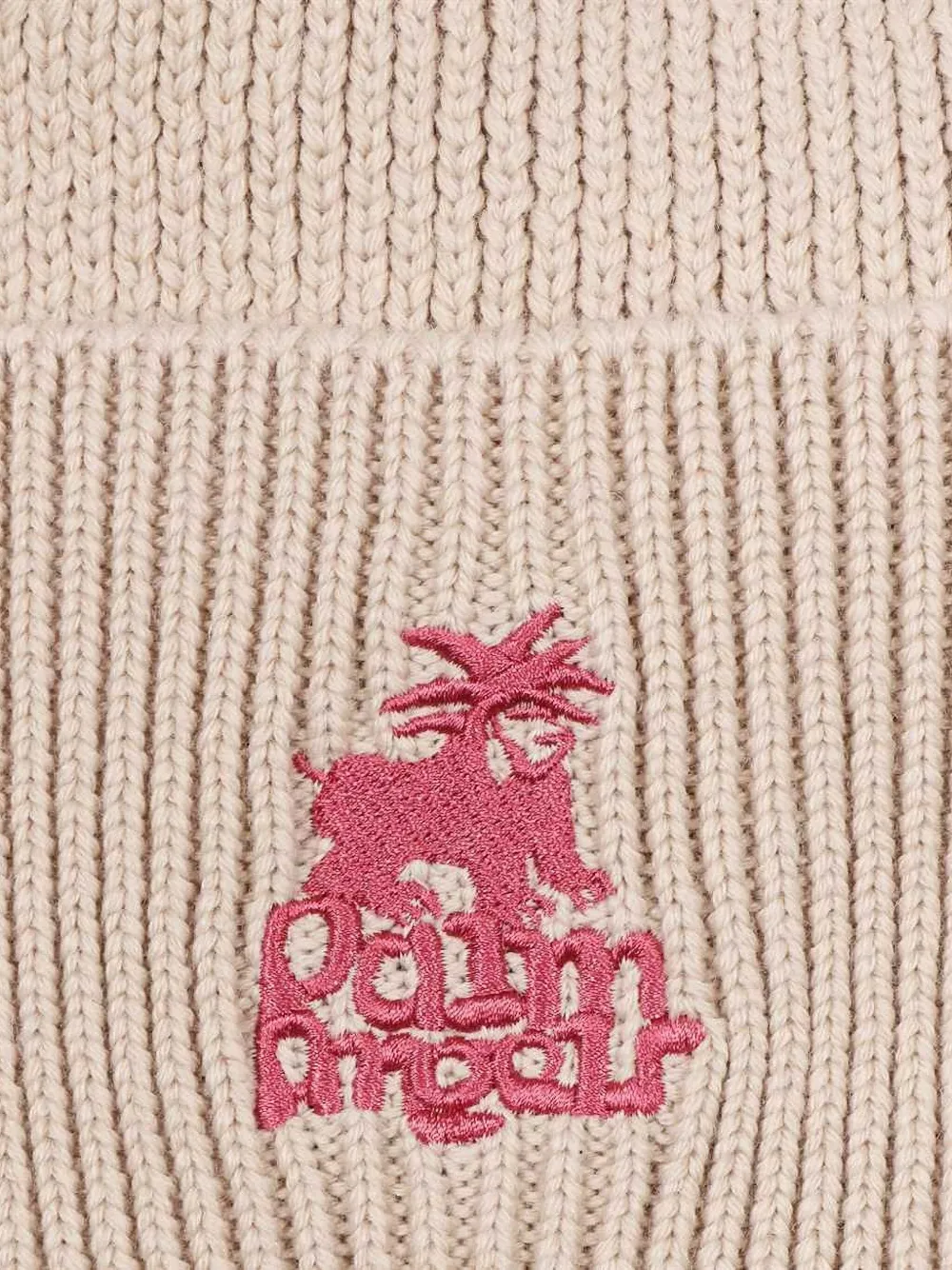 Palm Angels Ribgebreide muts Beige