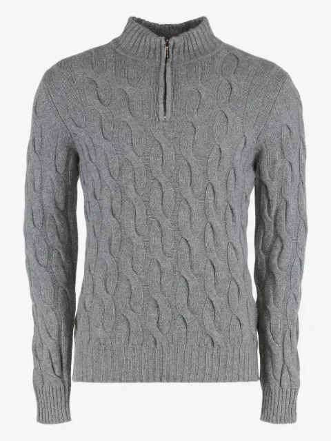 Moorer Fedro-CWS cable-knit zip sweater