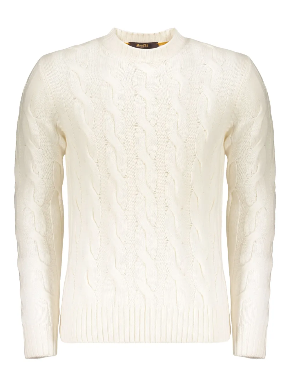 Moorer Sweater With An Elegant Cable Knit Pattern In White