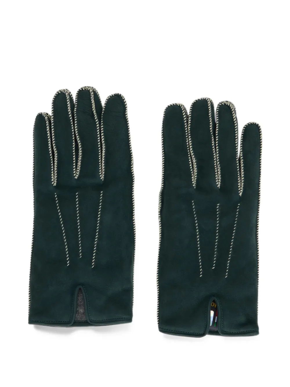 Moorer whipstitch-trim leather gloves - Verde
