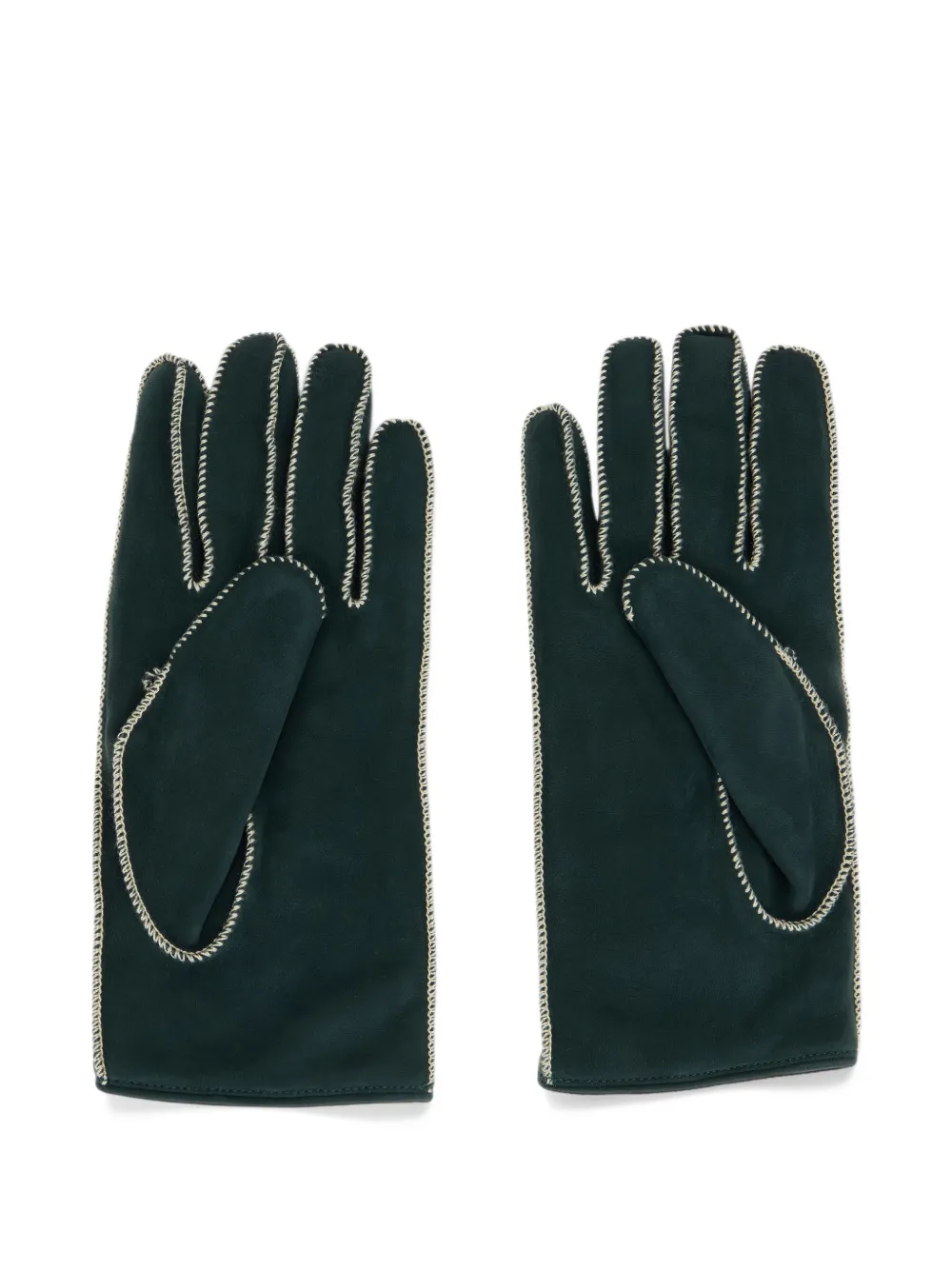 Moorer whipstitch-trim leather gloves Groen