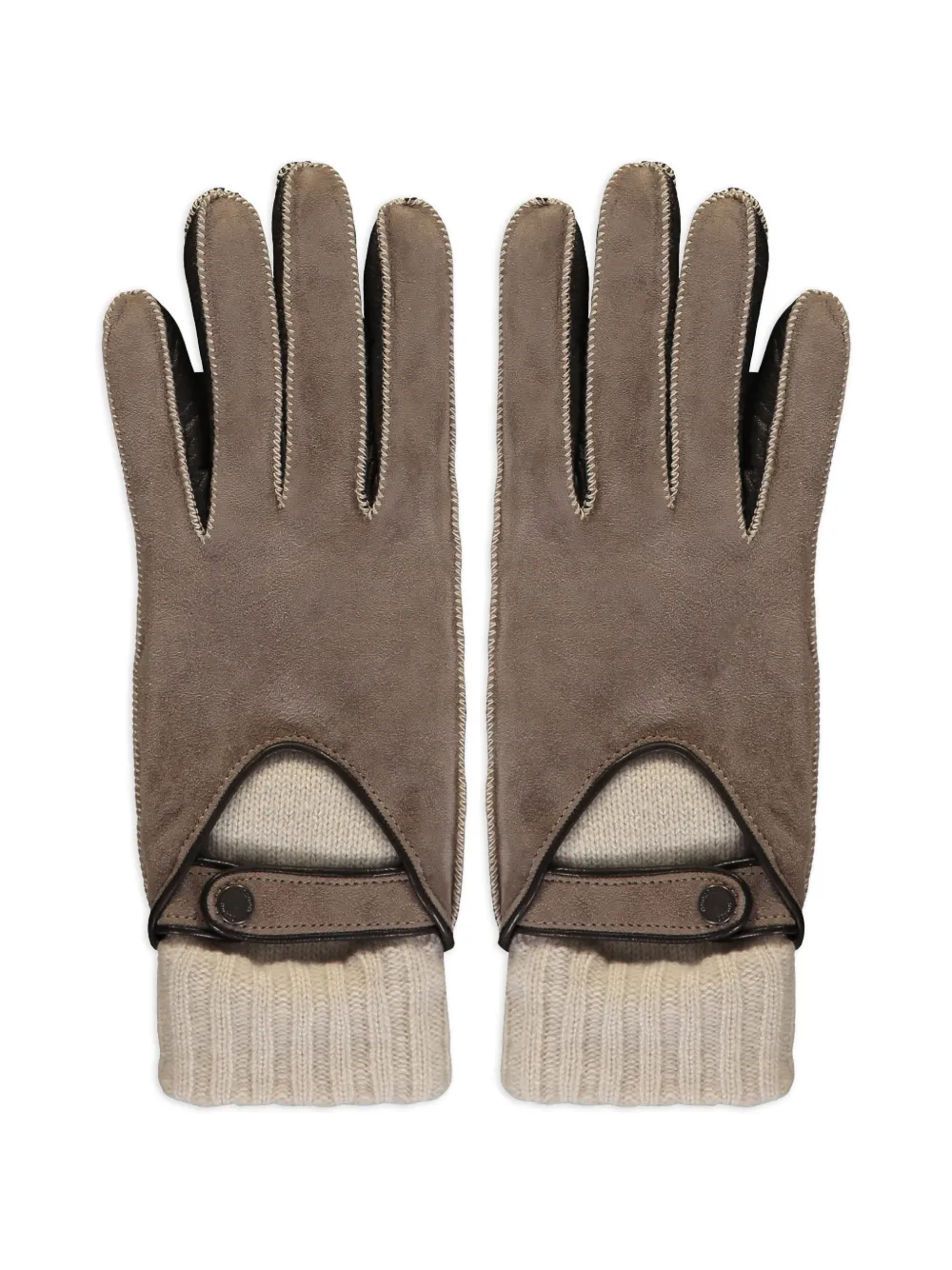 Moorer Contrasterende suède handschoenen Bruin