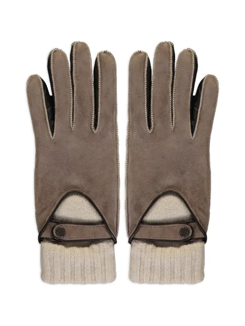 Moorer contrasting suede gloves