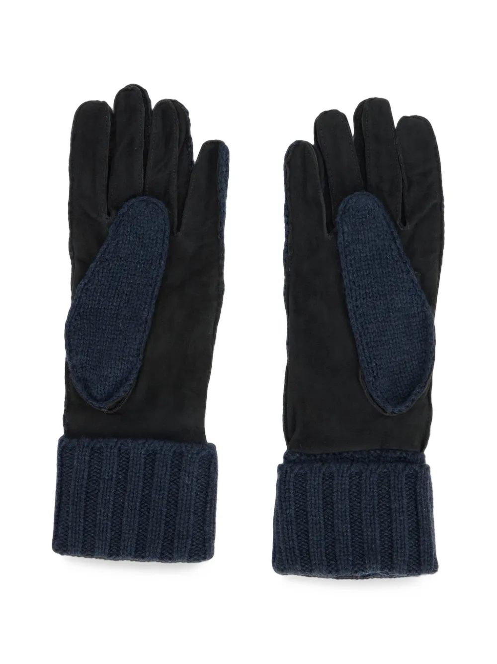 Moorer cable-knit suede-panel gloves Blauw