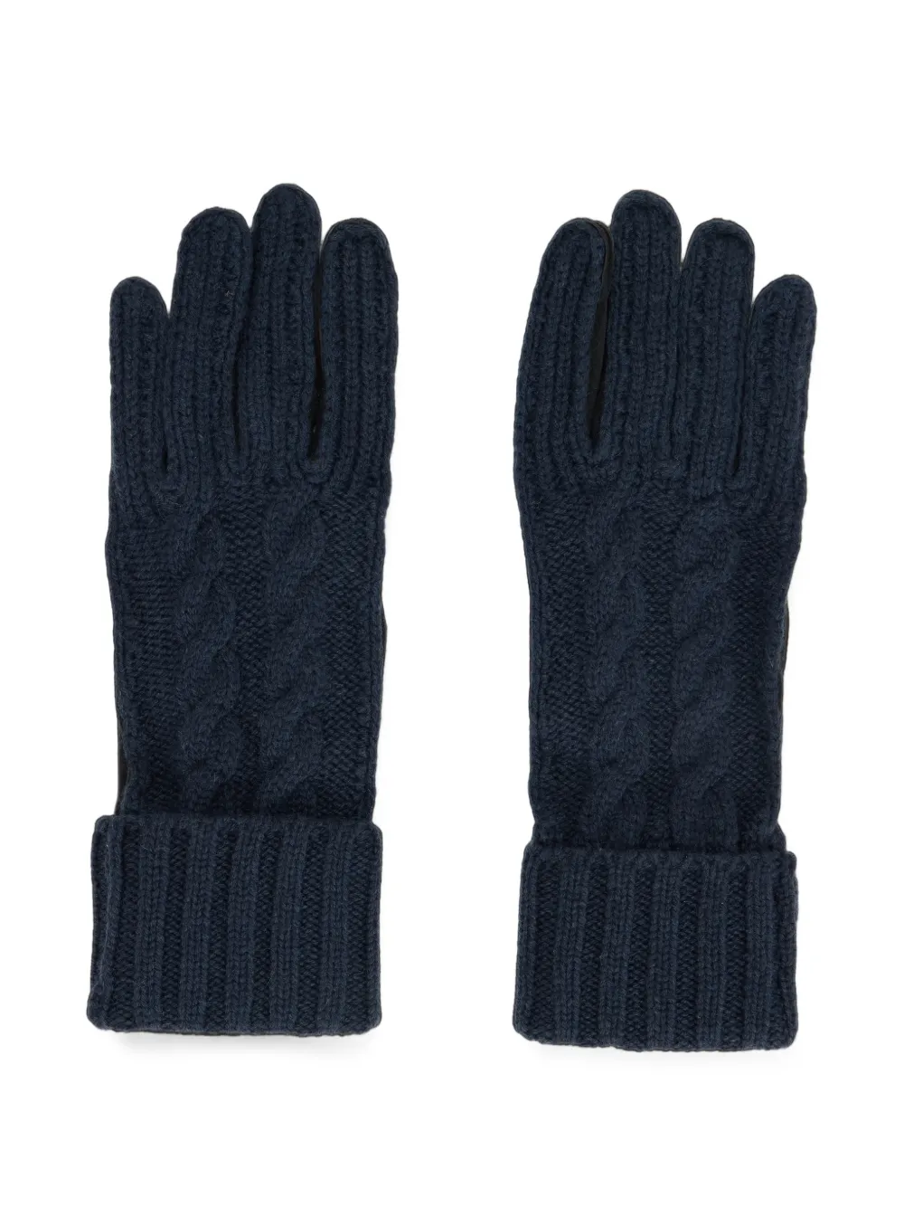 Moorer cable-knit suede-panel gloves - Blu