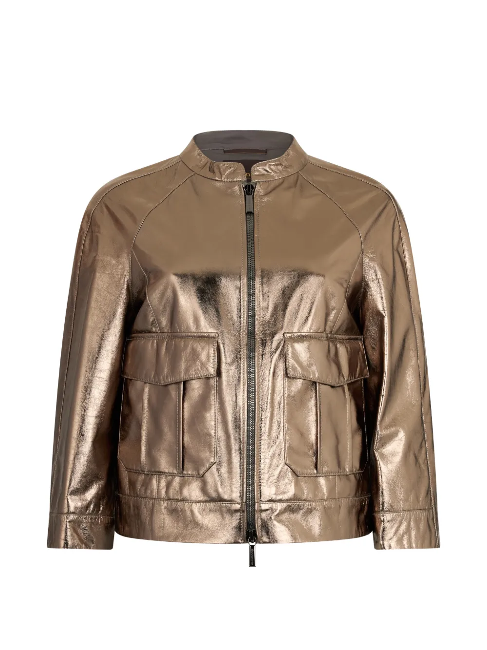 Moorer patch-pocket leather jacket - Oro