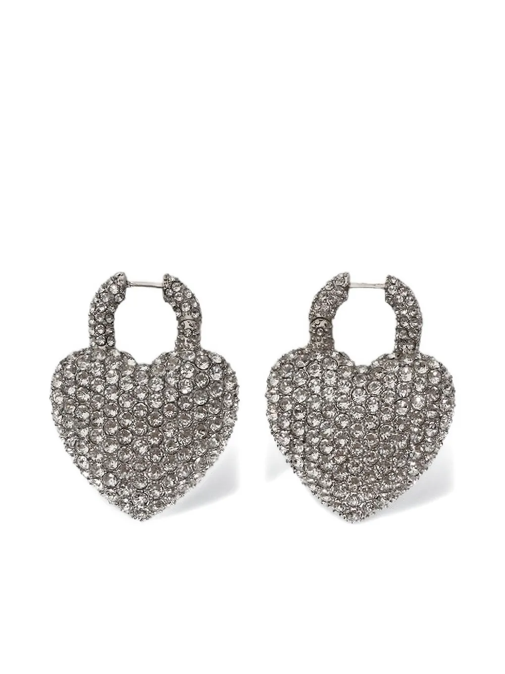 Balenciaga Minnie Xl Heart-shaped Crystal-embellished Earrings In Metallic