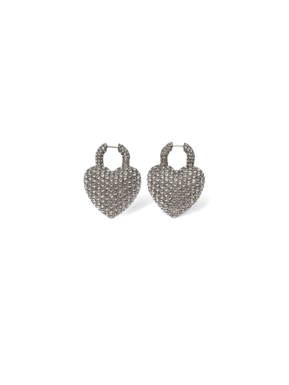Balenciaga Minnie Xl Heart-shaped Crystal-embellished Earrings In Metallic