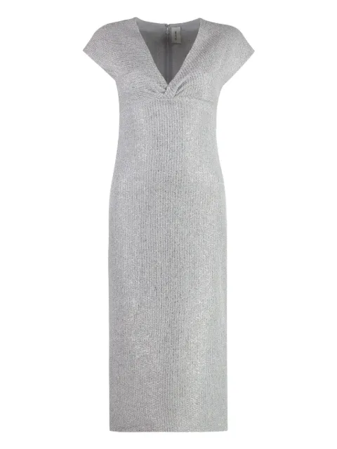 St. John cap-sleeve lurex dress