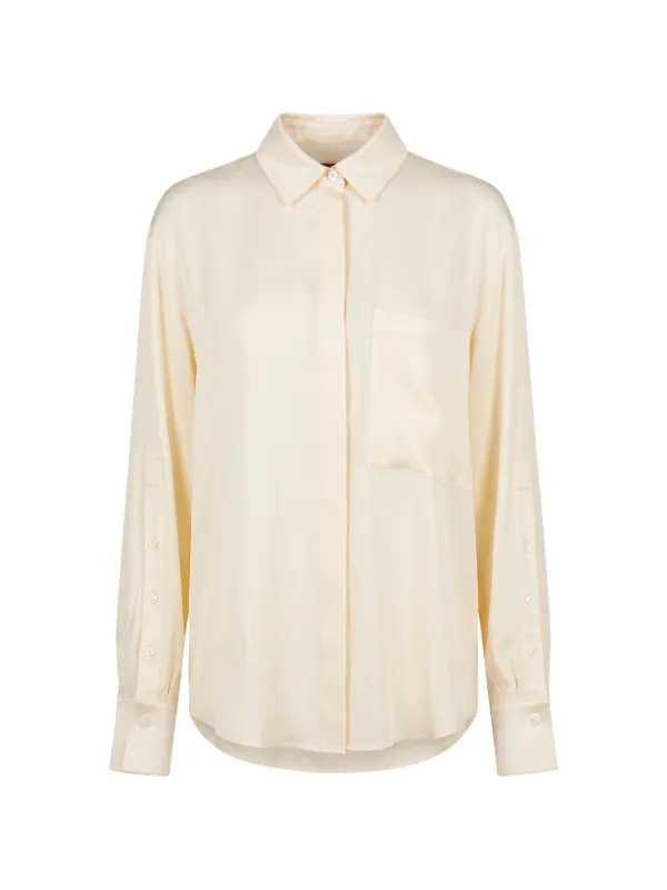 Moorer Button-sleeve Chest-pocket Shirt in Neutrals