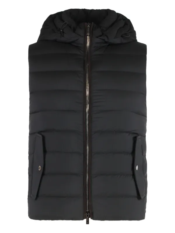 Moorer Hooded Padded Gilet in Black