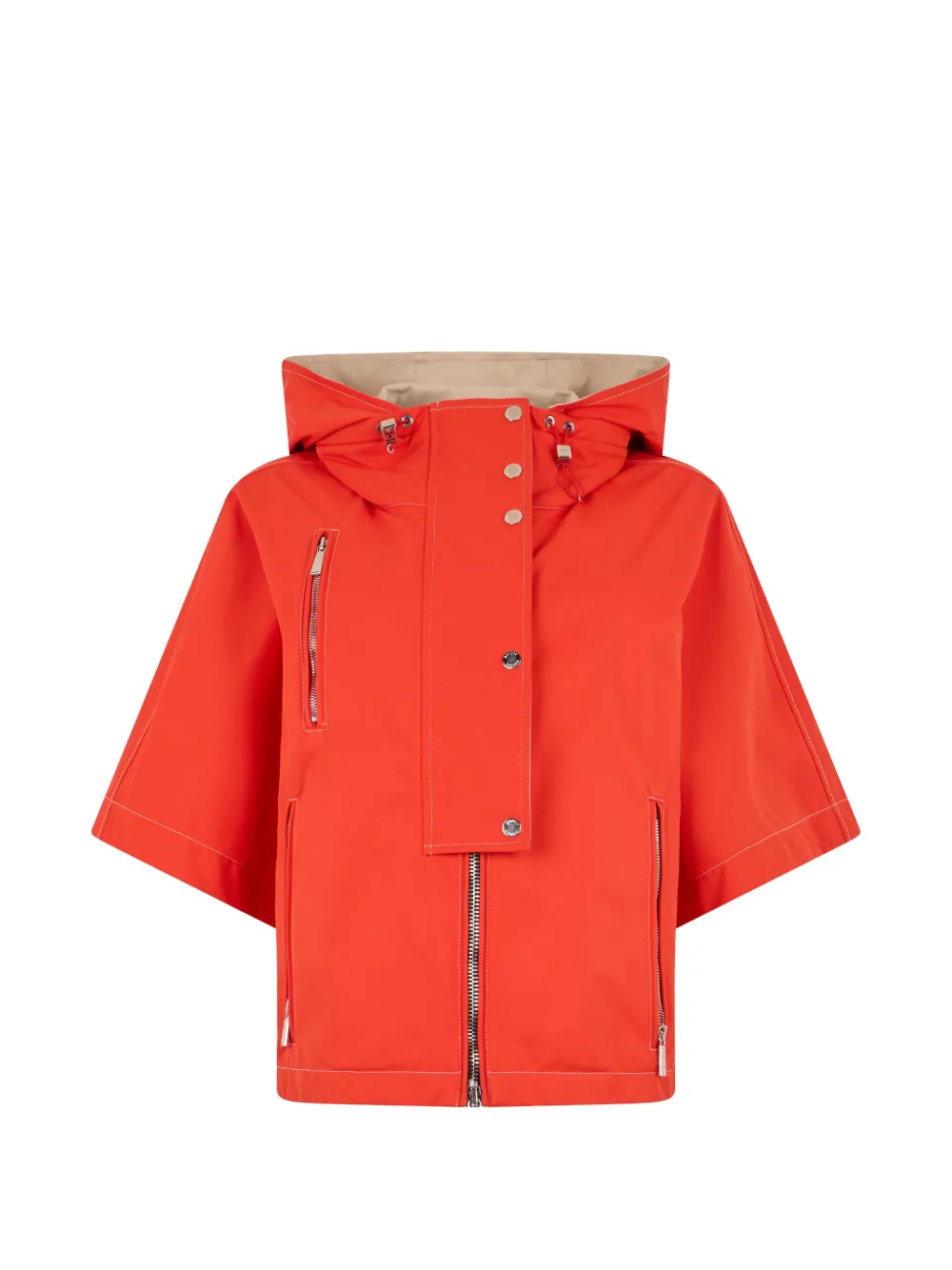 Moorer Mariclea-adb Hooded Short-sleeve Jacket In Red