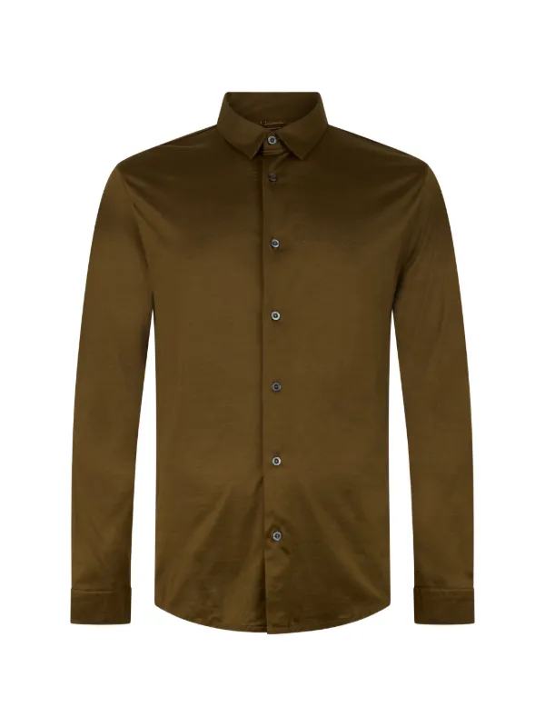 Moorer Long-sleeve Button-up Shirt in Brown