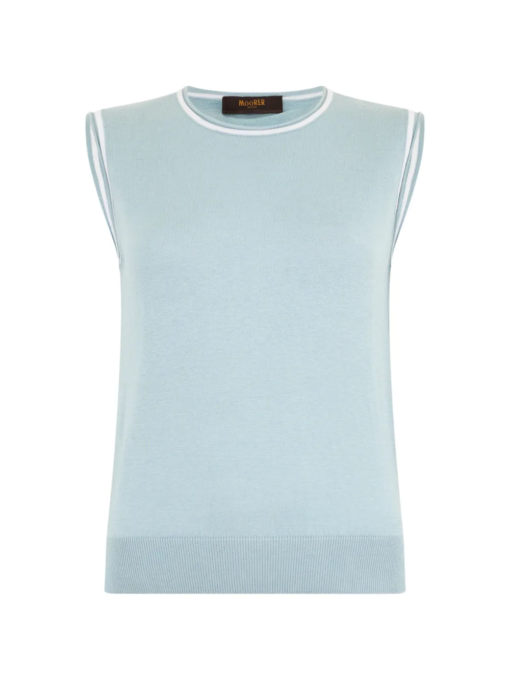 Moorer Striped Trim Vest In Blue