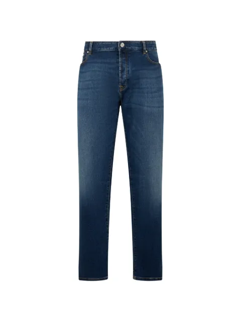 Moorer faded five-pocket jeans