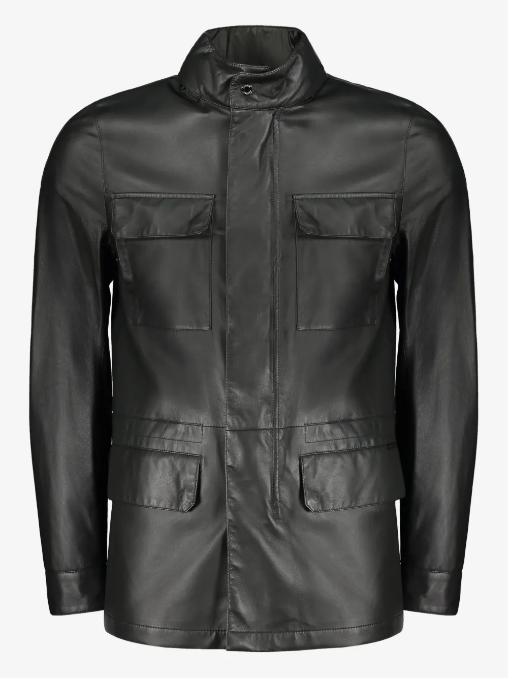 Moorer four-pocket drawstring leather jacket | Green | Image 1
