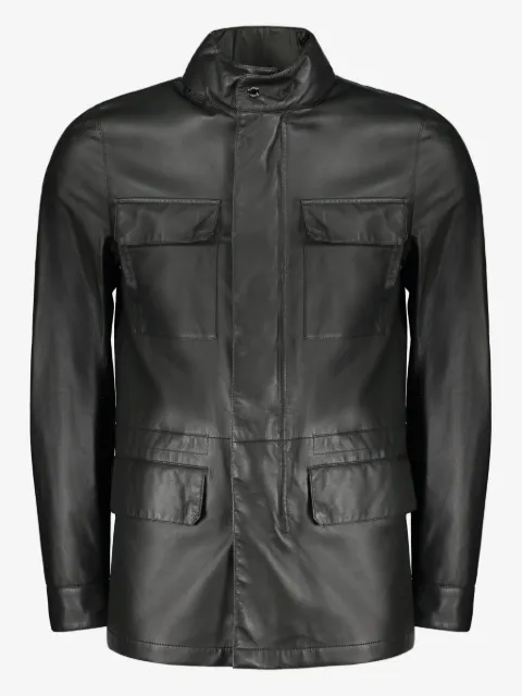 Moorer four-pocket drawstring leather jacket