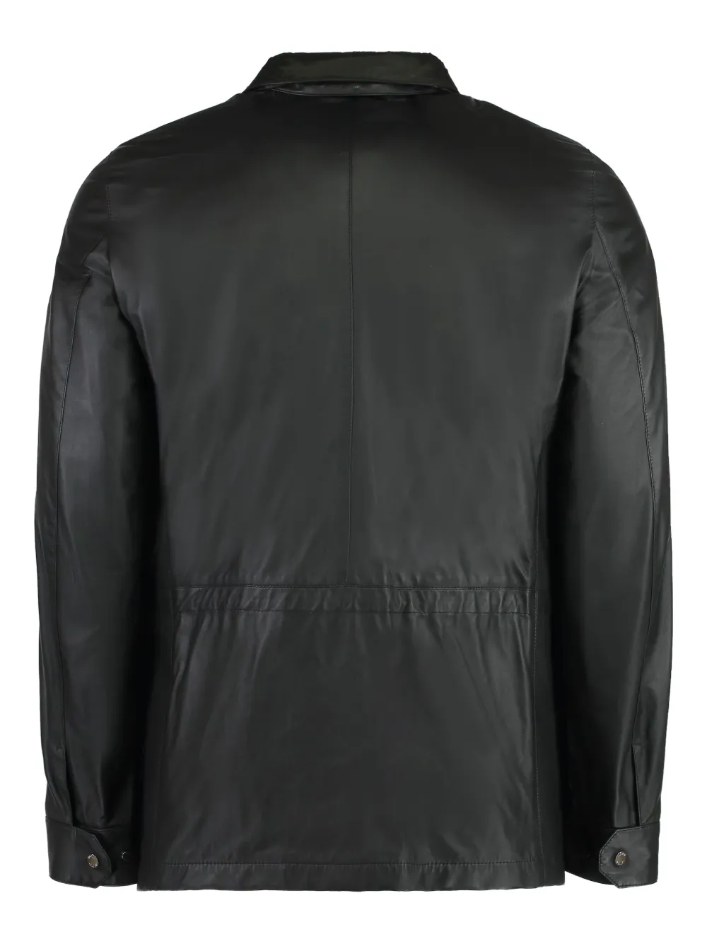 Moorer four-pocket drawstring leather jacket Groen