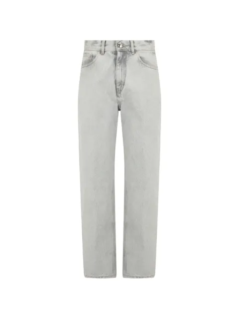 Moorer acid-wash slit-hem jeans