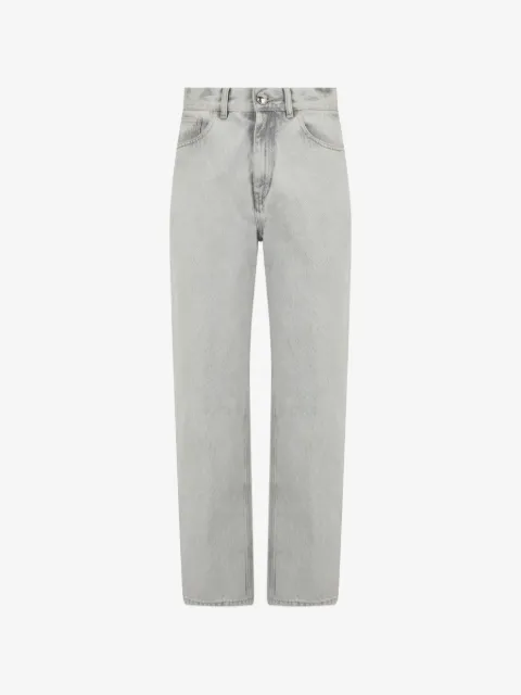 Moorer acid-wash slit-hem jeans