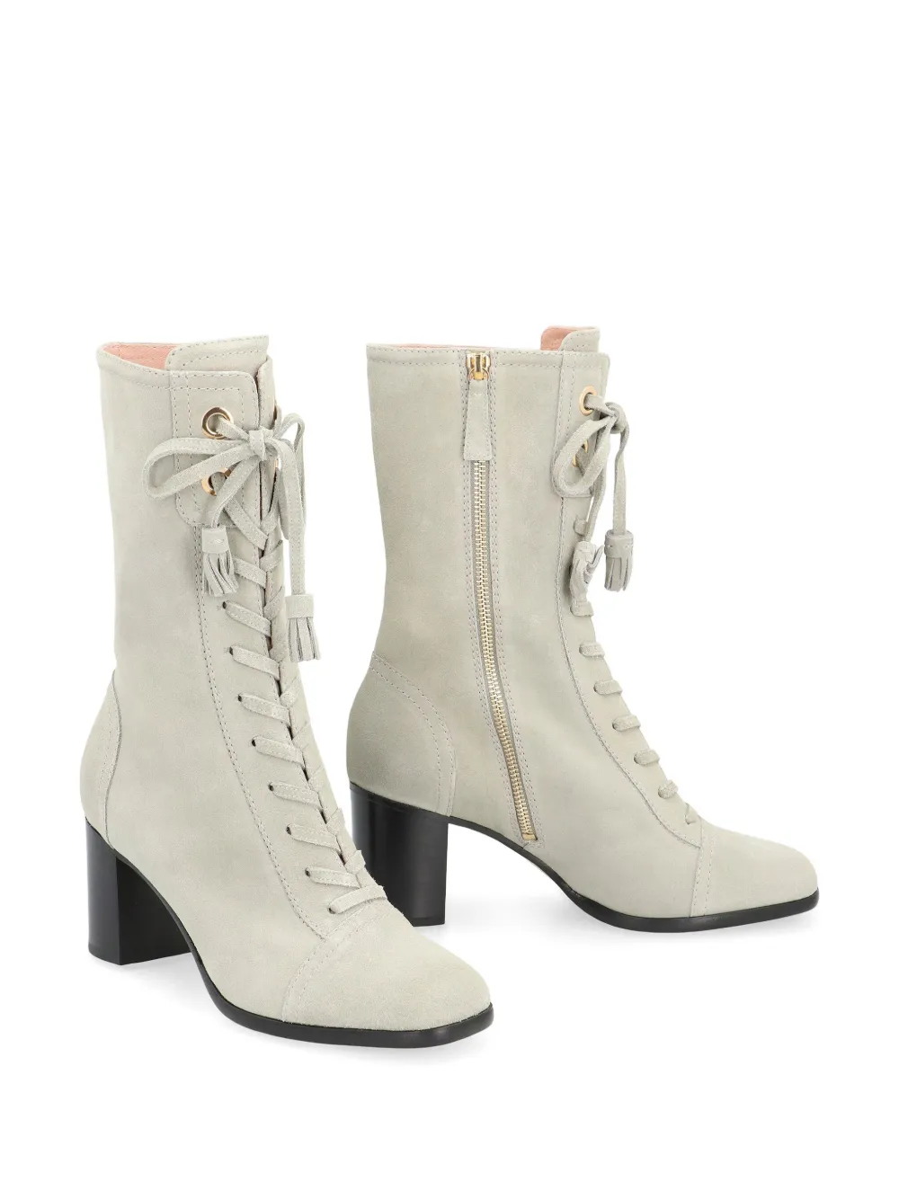 Alberta Ferretti tassel-detail lace-up boots Grijs