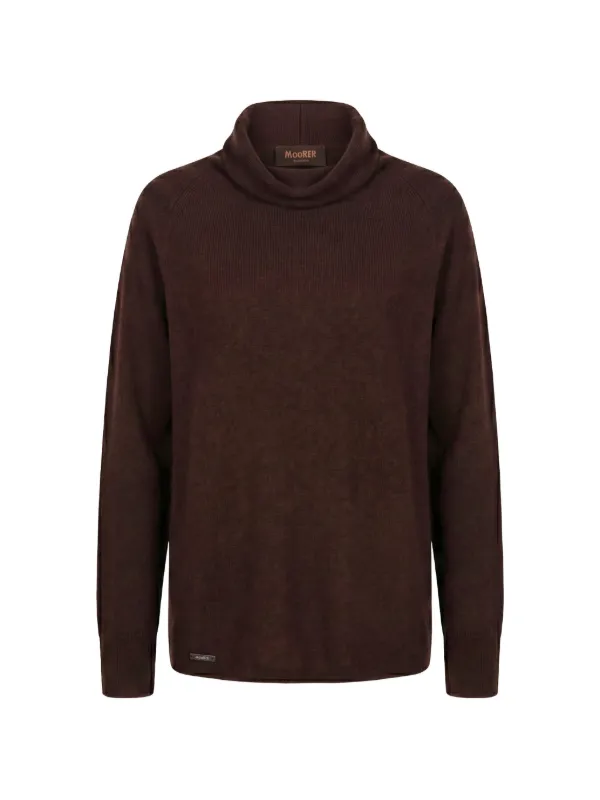 Moorer Roll-neck Raglan-sleeve Sweater in Brown