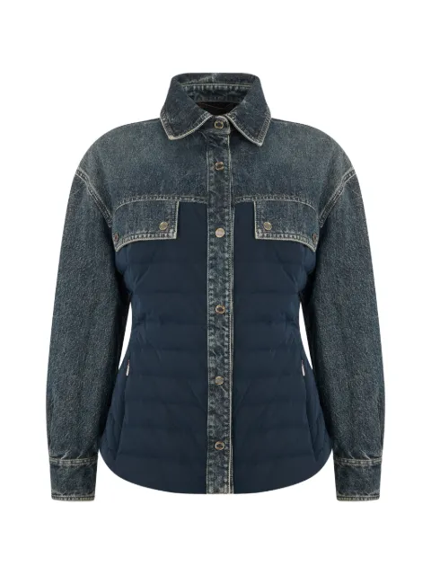 Moorer panelled quilted denim-trim jacket