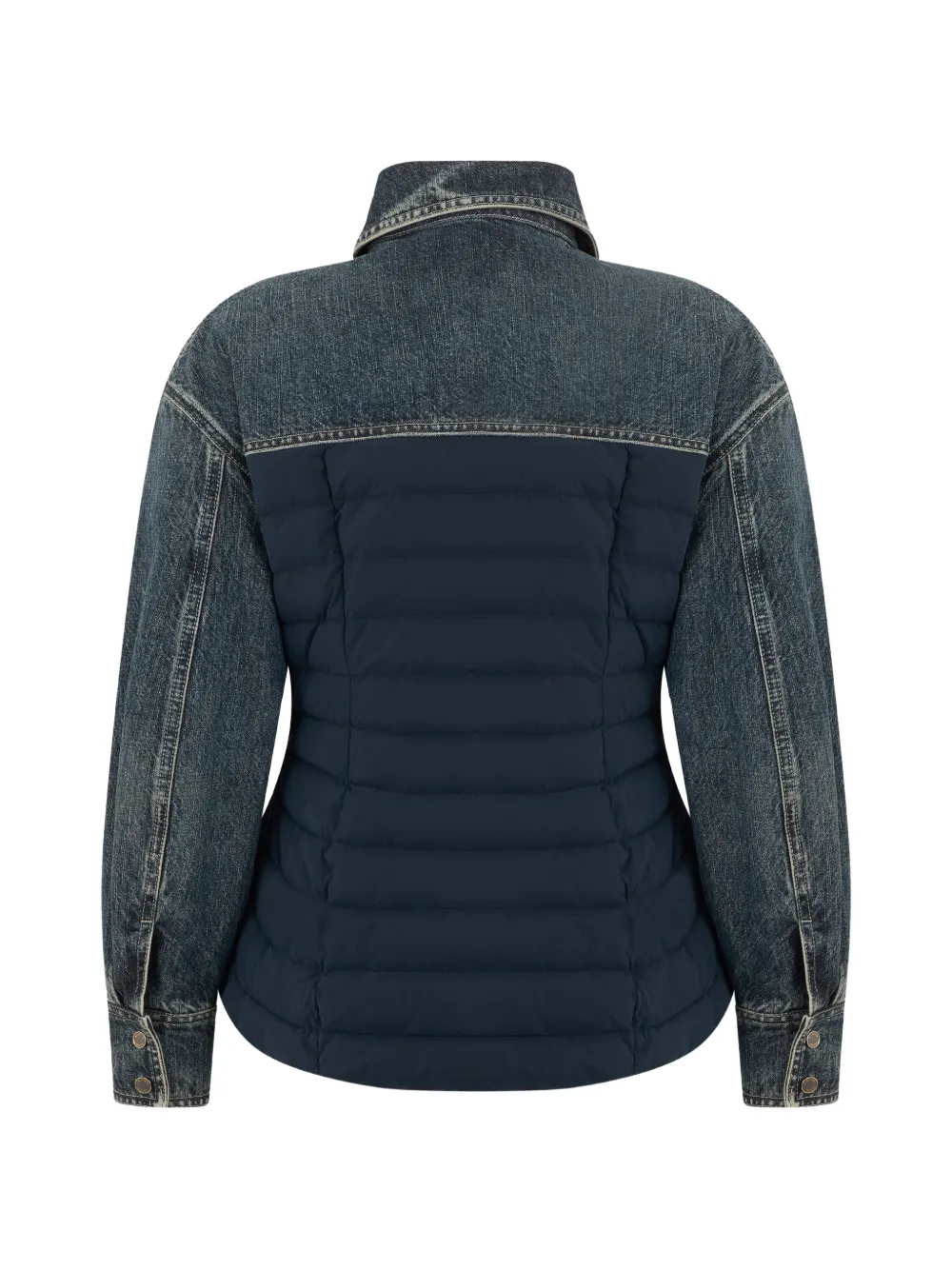 Moorer Gewatteerd jack met denim afwerking en vlakken Blauw