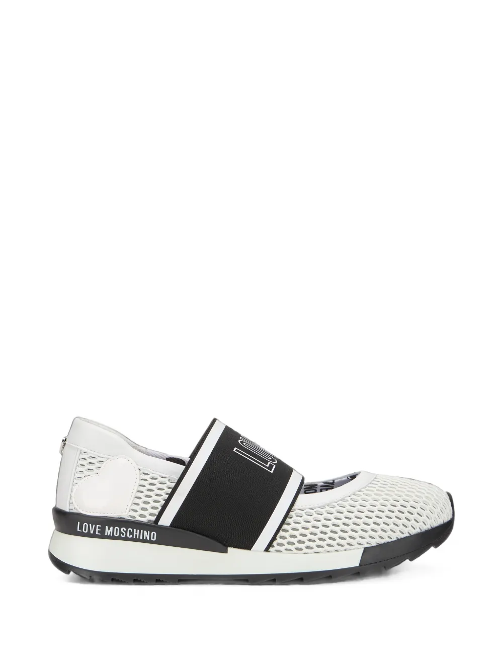 Moschino mesh heart-patch ballet flats - Bianco