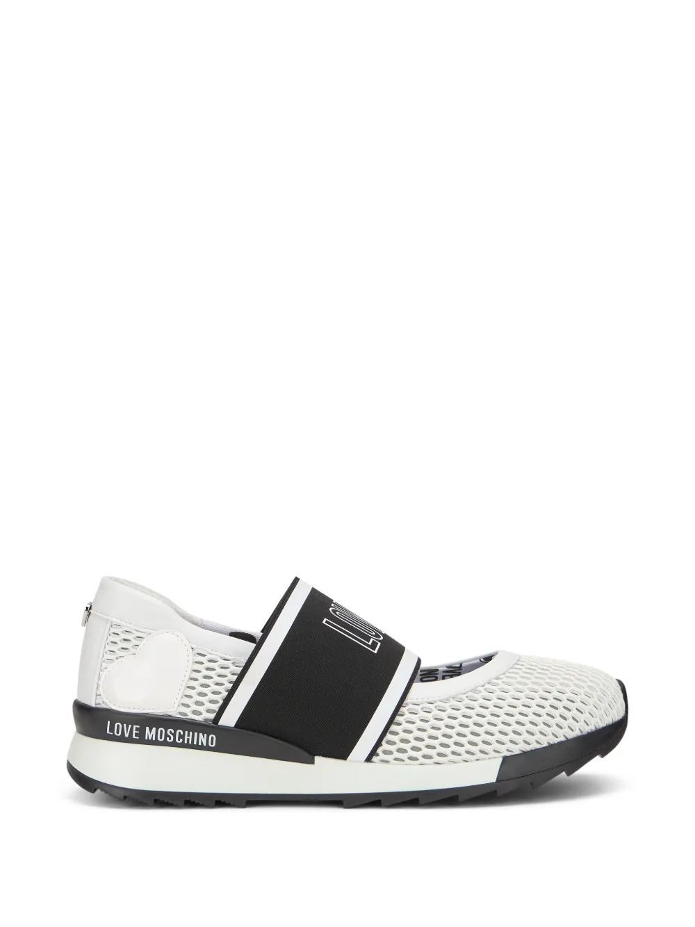 Moschino mesh heart-patch ballet flats - Bianco