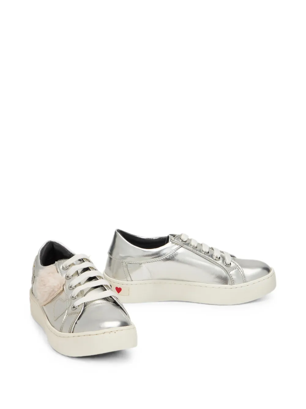 Moschino heart-patch sequin-embellished sneakers Zilver