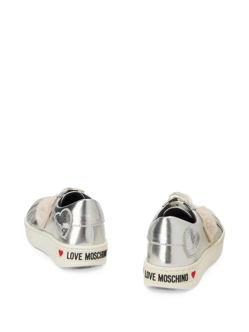 Moschino heart-patch sequin-embellished sneakers Zilver