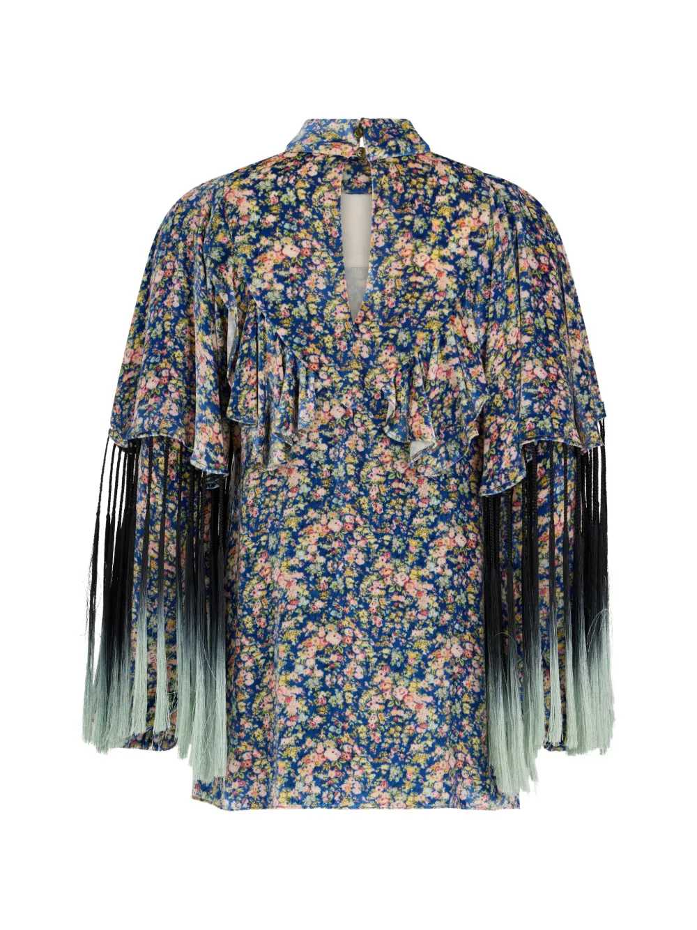 Philosophy Di Lorenzo Serafini fringed floral-print blouse - Blauw