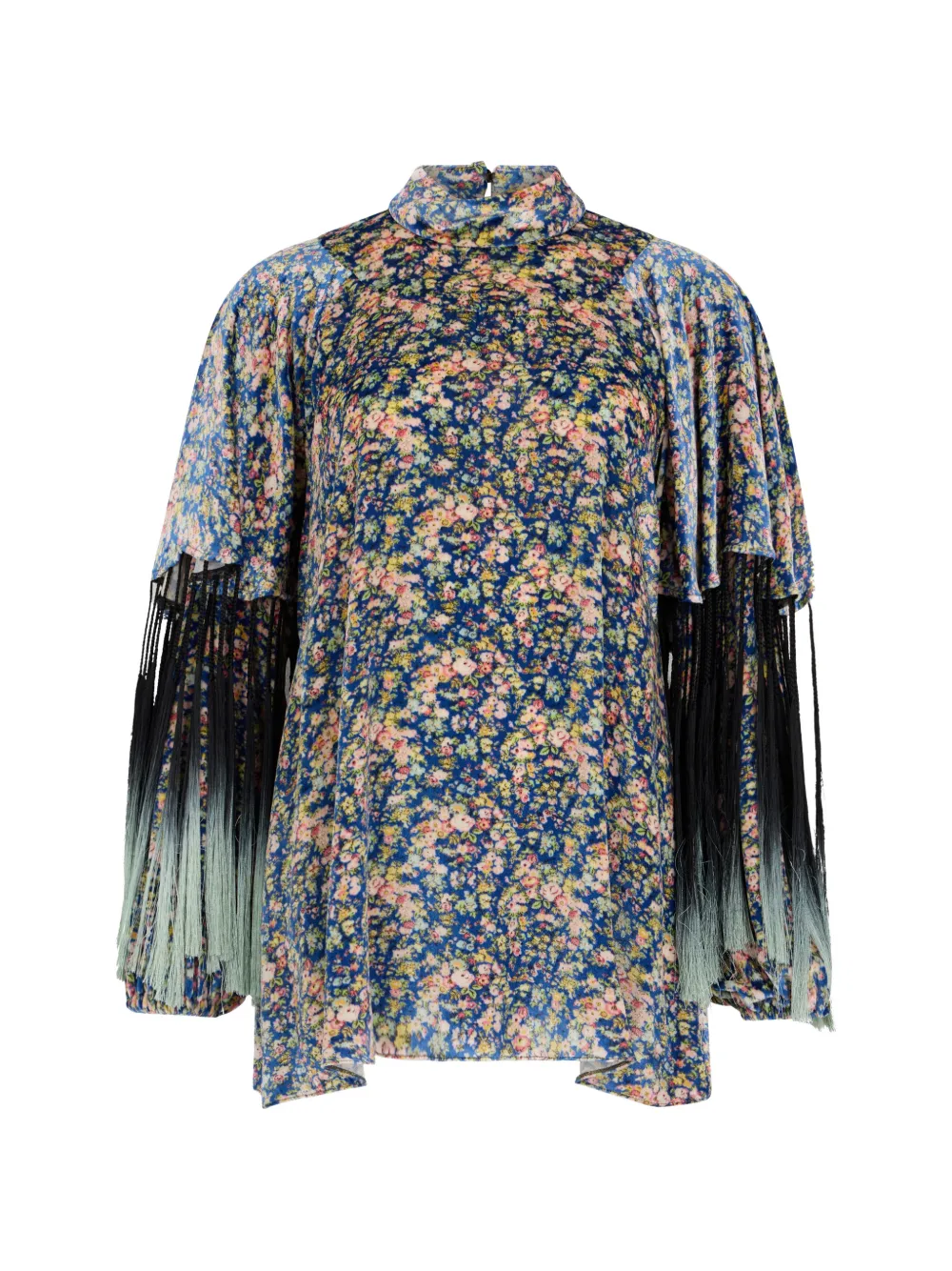 Philosophy Di Lorenzo Serafini fringed floral-print blouse - Blu