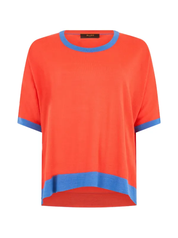 Moorer Trim Crew-neck T-shirt in Orange