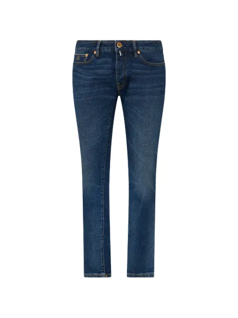 Moorer faded five-pocket jeans