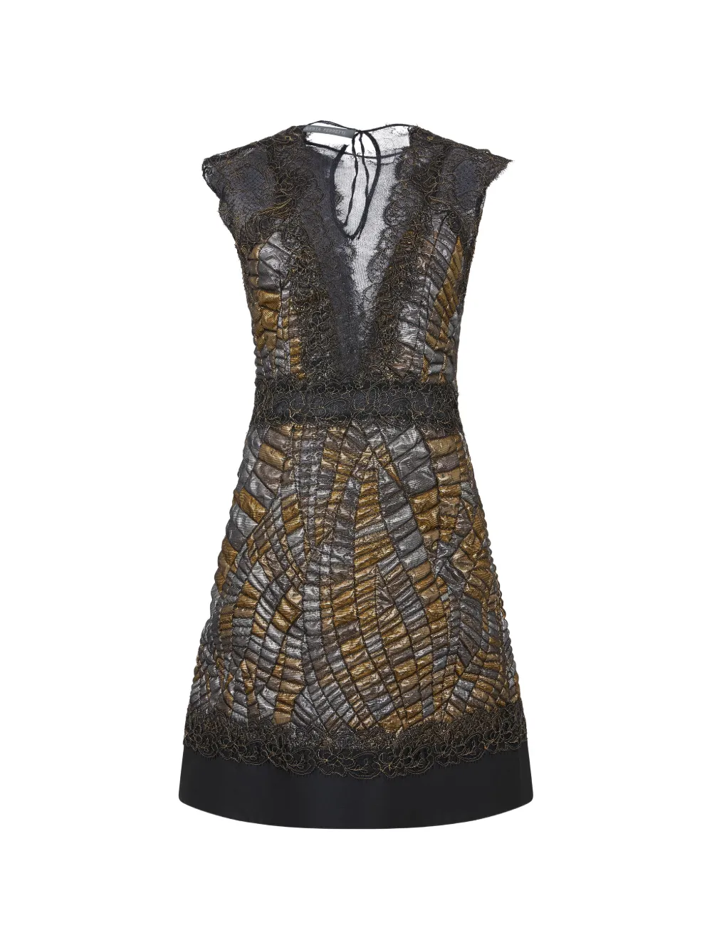 Moschino lace-trim metallic-effect mini dress - Schwarz