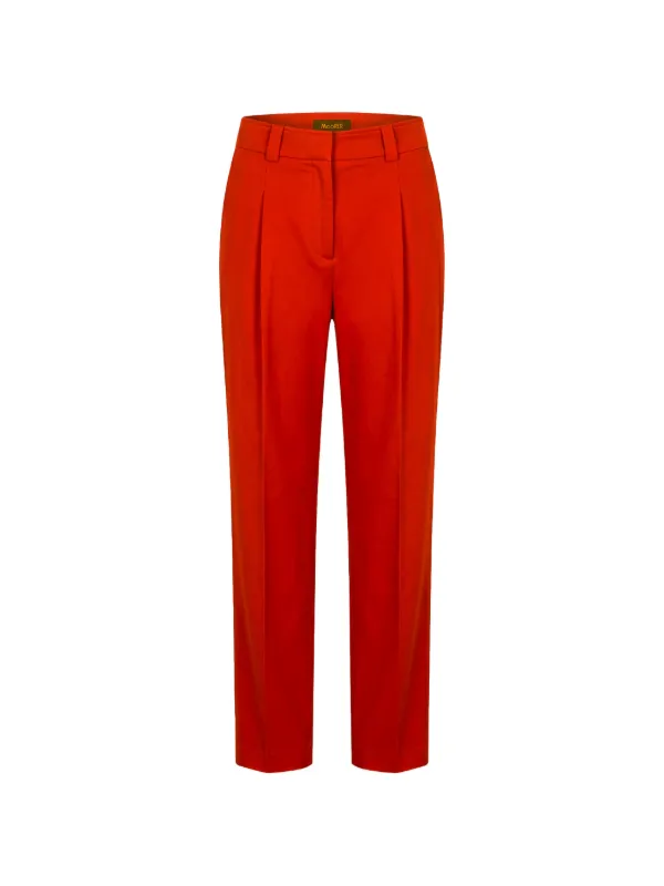 Moorer Pleated Straight-leg Trousers in Red