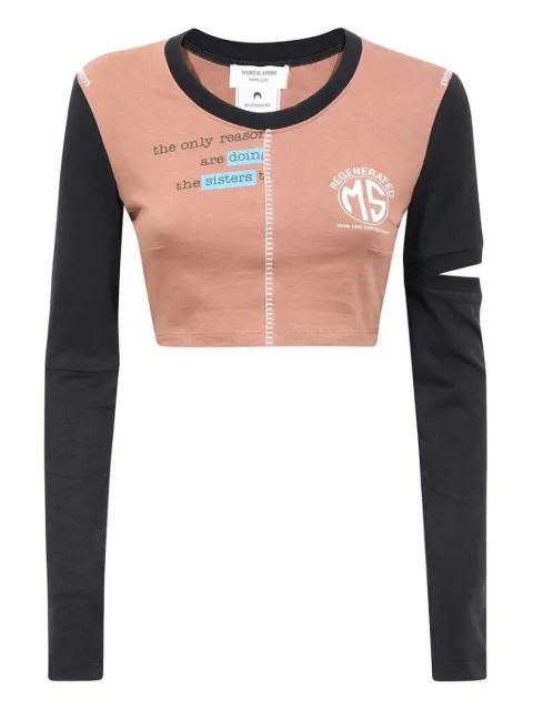 Marine Serre long-sleeve cropped top