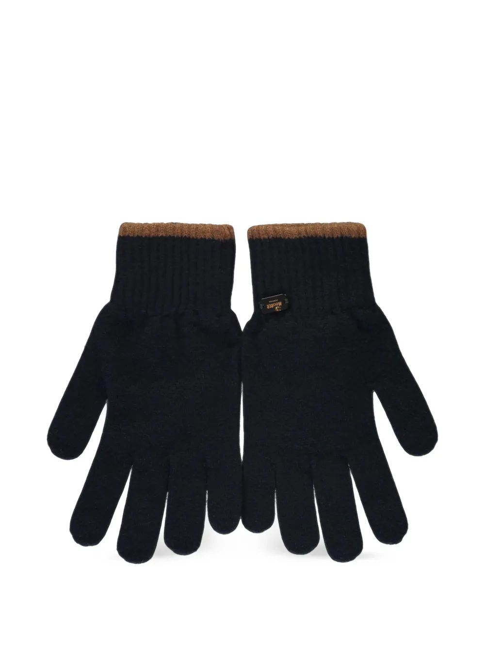 Moorer ribbed-knit contrast-trim gloves Blauw