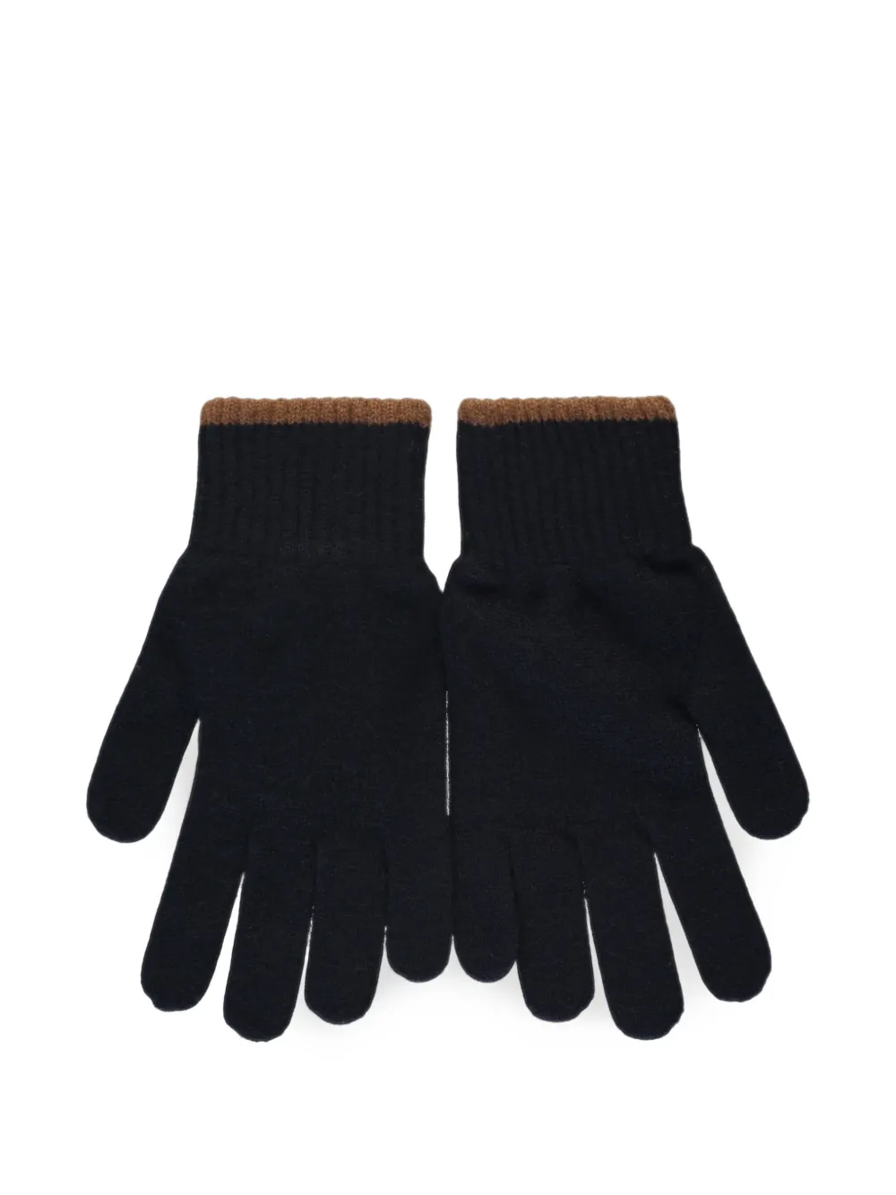 Moorer ribbed-knit contrast-trim gloves Blauw