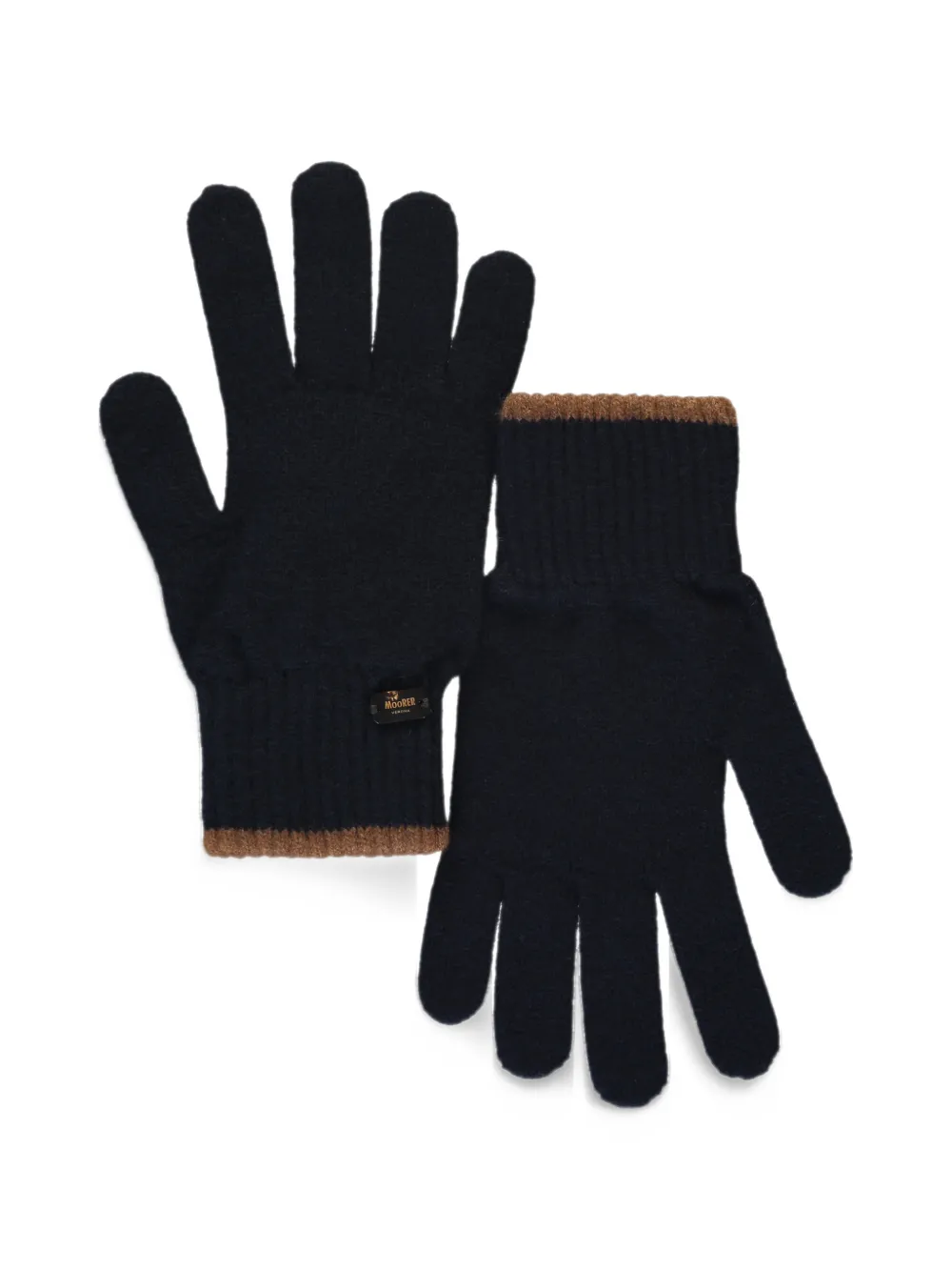 Moorer ribbed-knit contrast-trim gloves Blauw