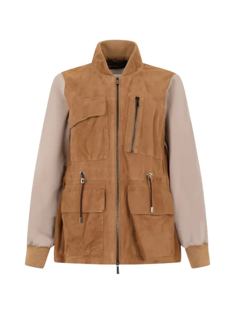 Moorer Estelle-P suede-panelled drawstring jacket