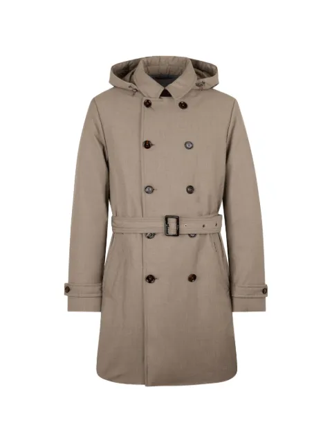 Moorer hooded belted raincoat