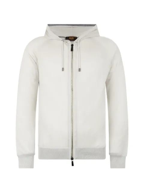 Moorer zip-up drawstring hoodie
