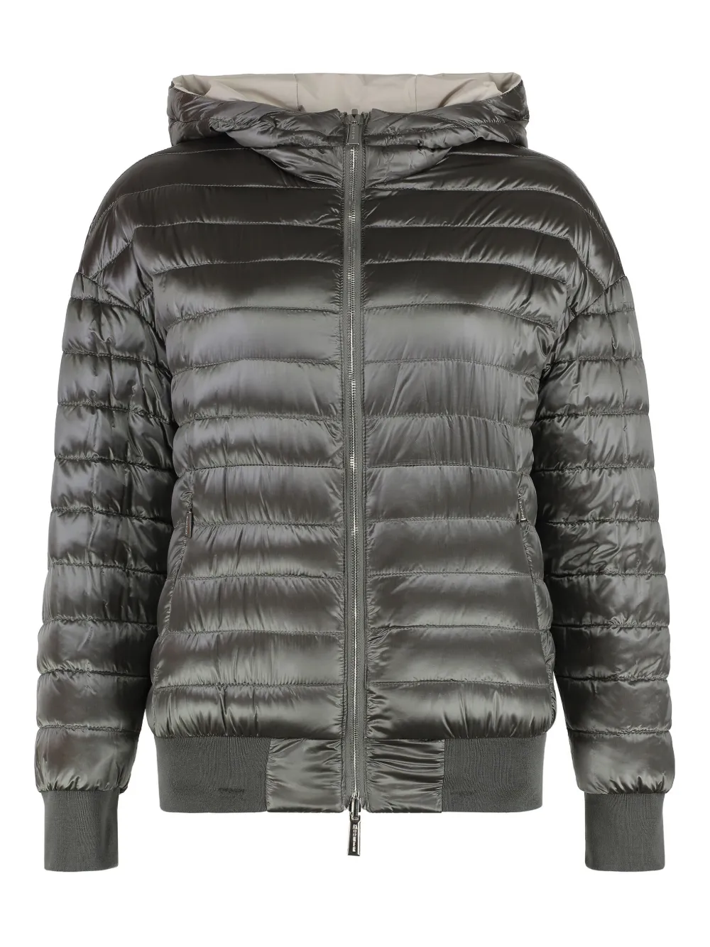 Shop Moorer Becka Hooded Bomber Jacket In Neutrals