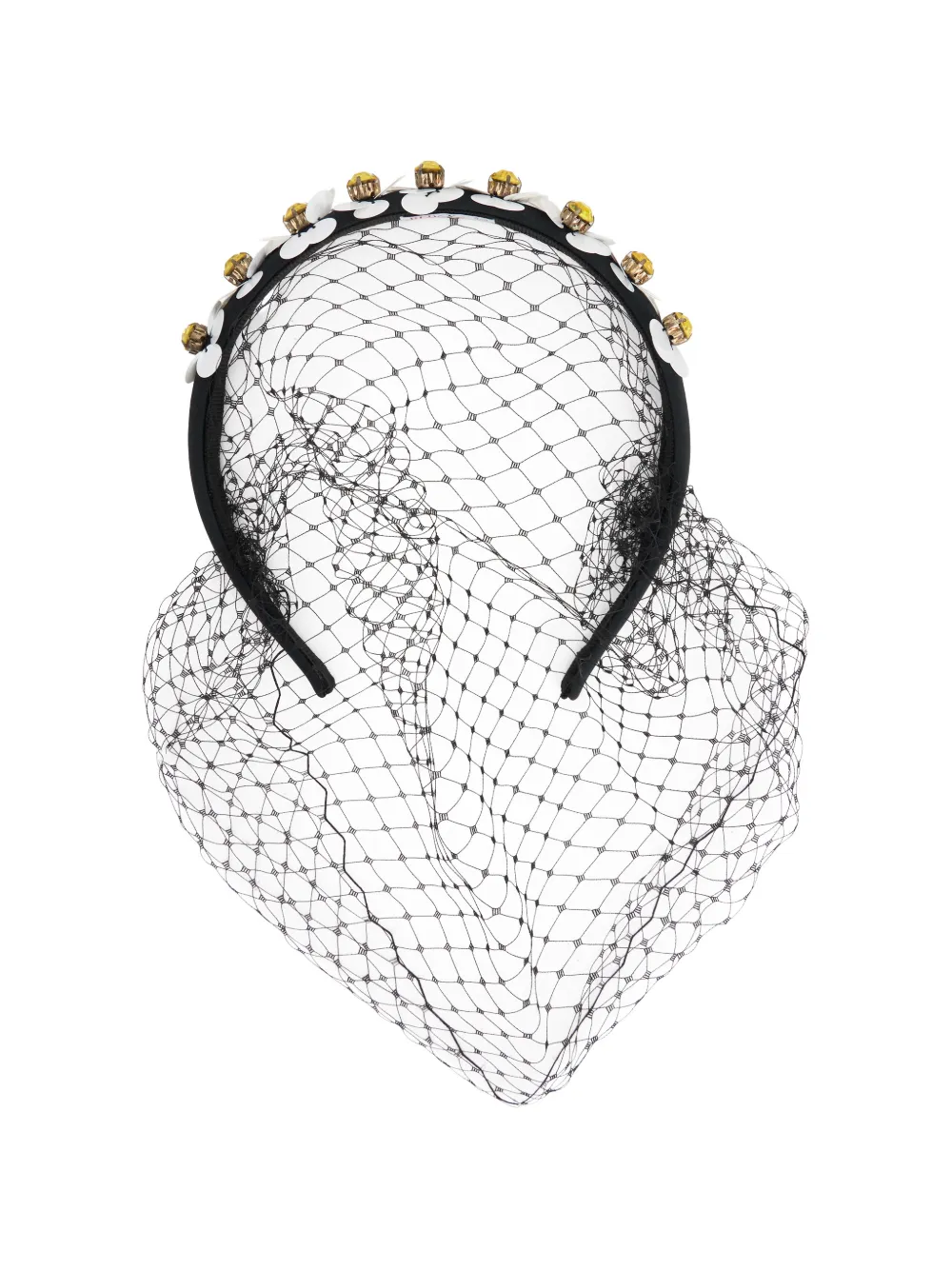  Red(v) Floral Net Hairband - Black 