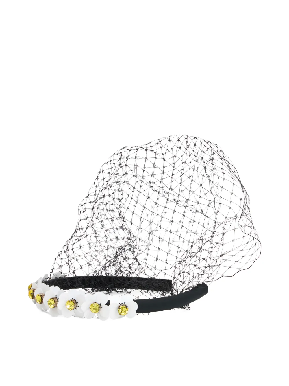  Red(v) Floral Net Hairband - Black 